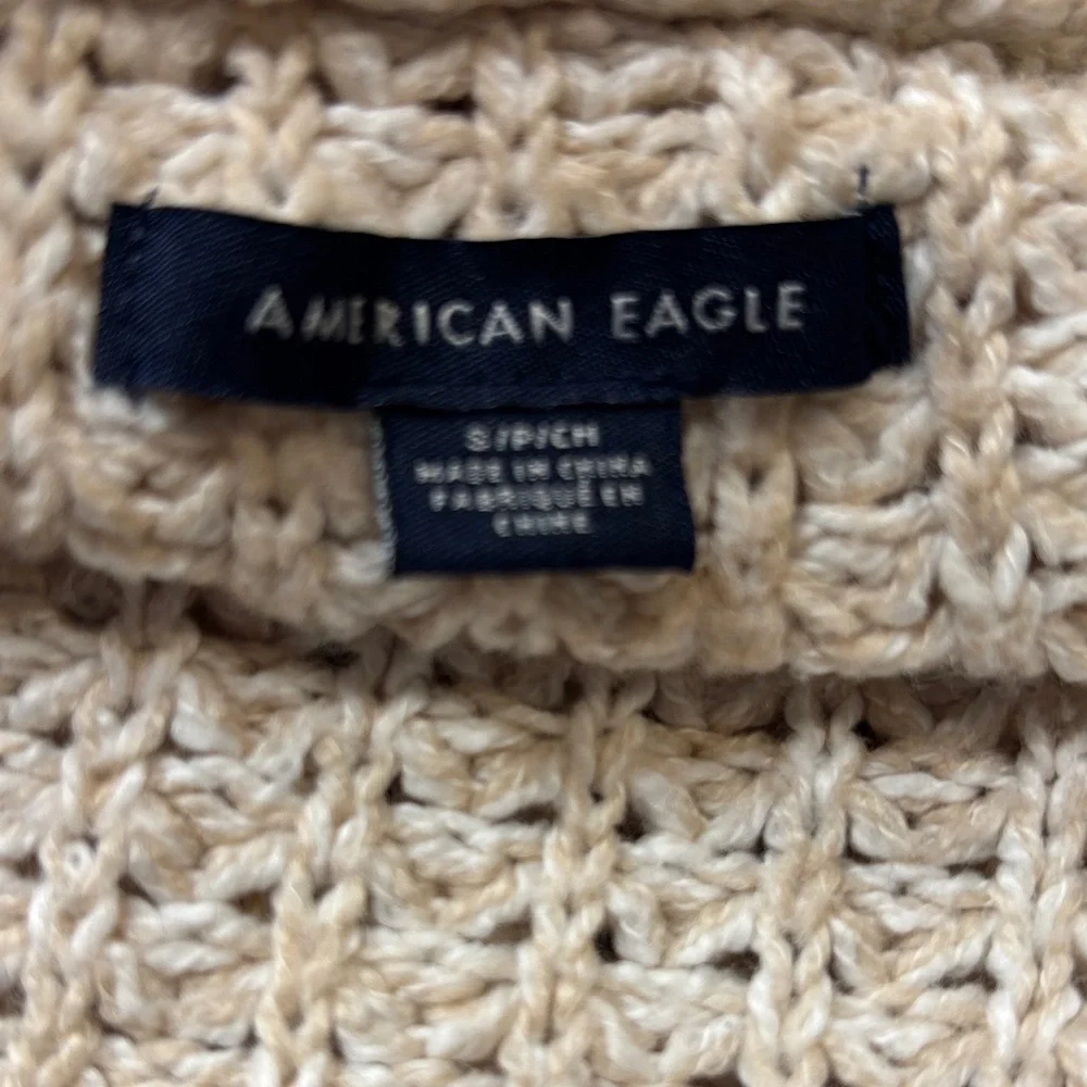 American Eagle Cream knit Cardigan Sweater v neck Cabin boho button up Small - Picture 2 of 8